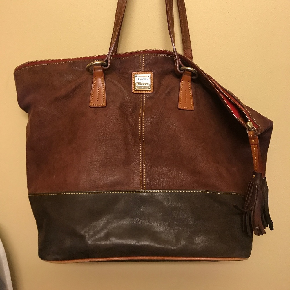Dooney & Bourke Brown and Dark Brown Leather Tote